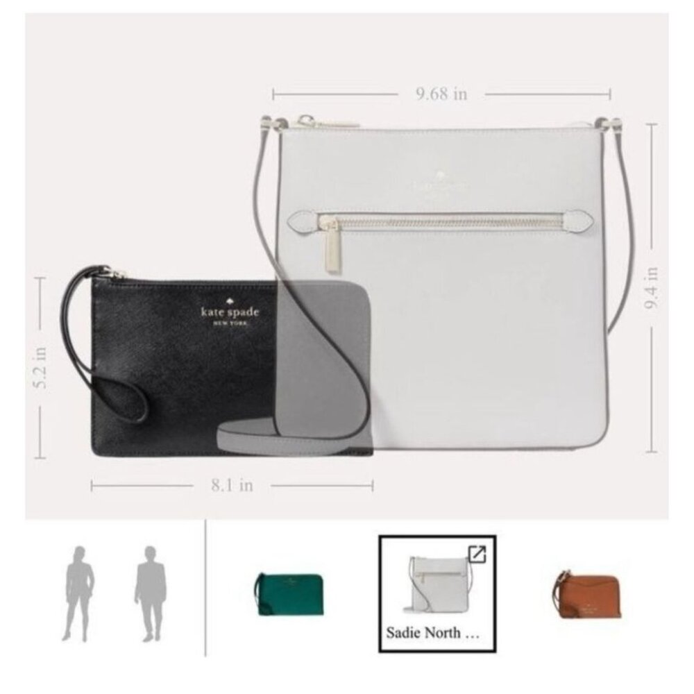 Kate Spade Purse + Wristlet Set Black Sadie North South Crossbody + Staci L Zip - Picture 16 of 16